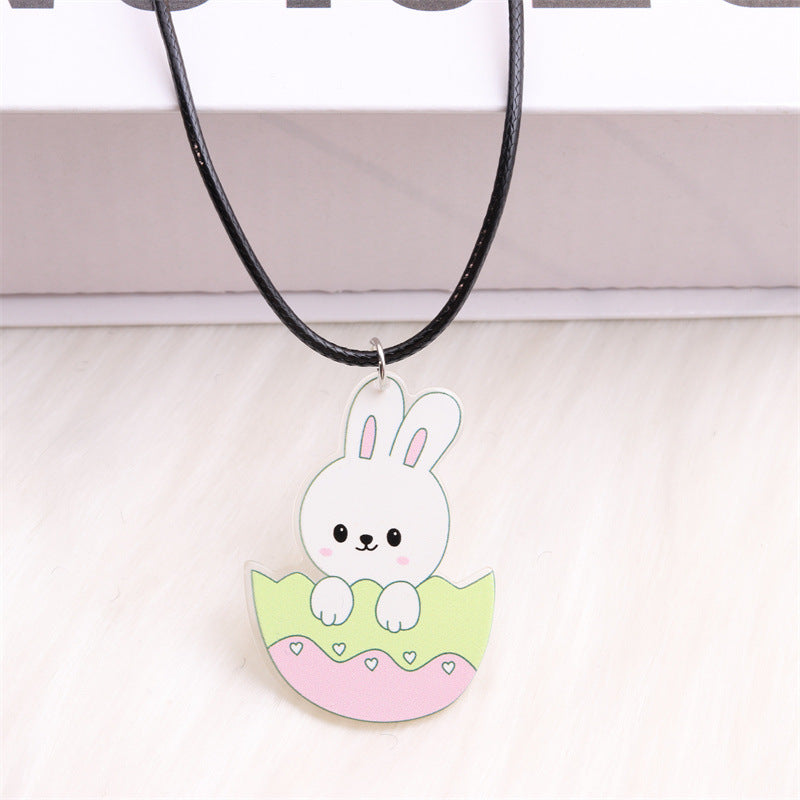 Wholesale Easter White Rabbit Basket Chick Acrylic Necklace